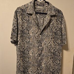 All Saints Black and White Casual Button Down Shirt